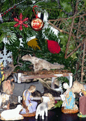 Lumi&egrave;res de No&euml;l autour de la cr&egrave;che